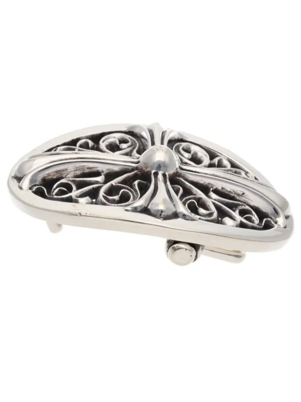 Chrome Hearts L CR 1.5 Classic Oval Cross Silver Buckle Belt